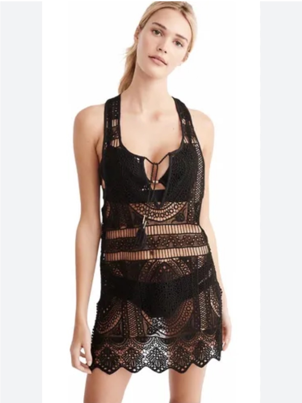 Abercrombie & Fitch black crochet mini coverup dress